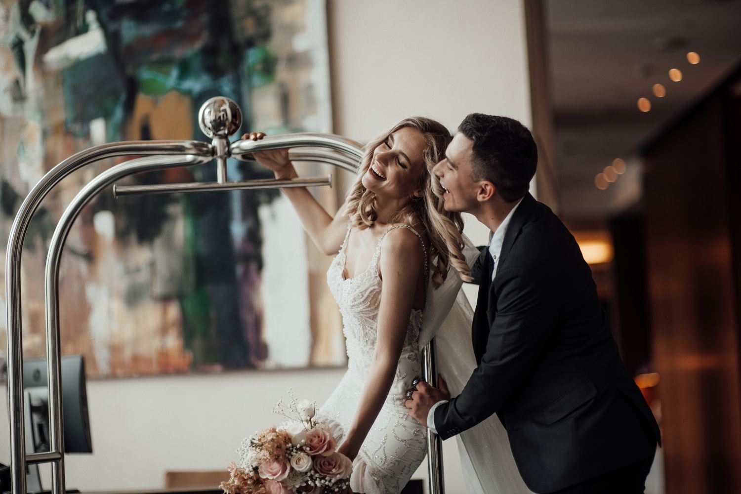 married couple in a hotel